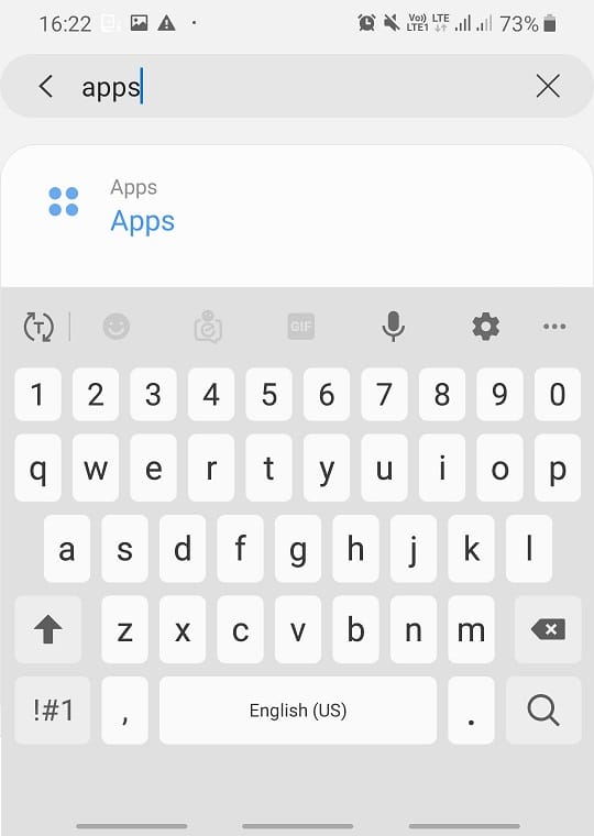 Search for Apps option in the search bar