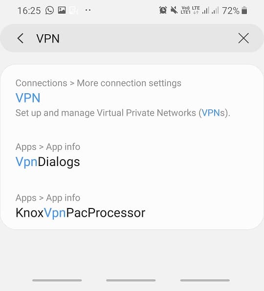 search for VPN in the search bar
