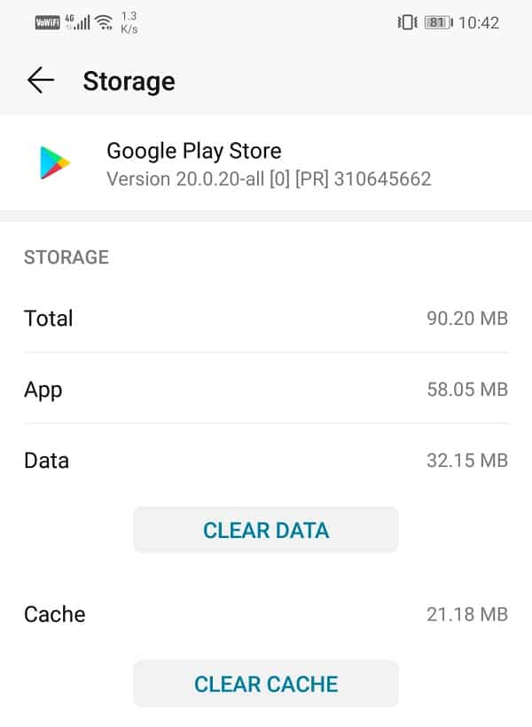 You will now see the options to clear data and clear cache