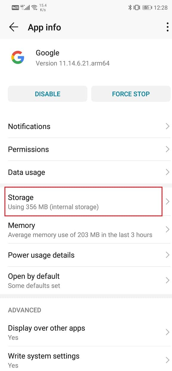 Click on the Storage option | Enable or Disable Google Feed on Android