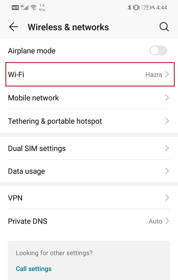Select the Wi-Fi option