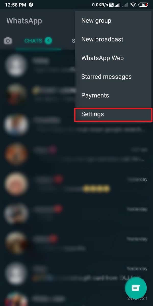 Tap on Settings | How To Disable Whatsapp Calling?