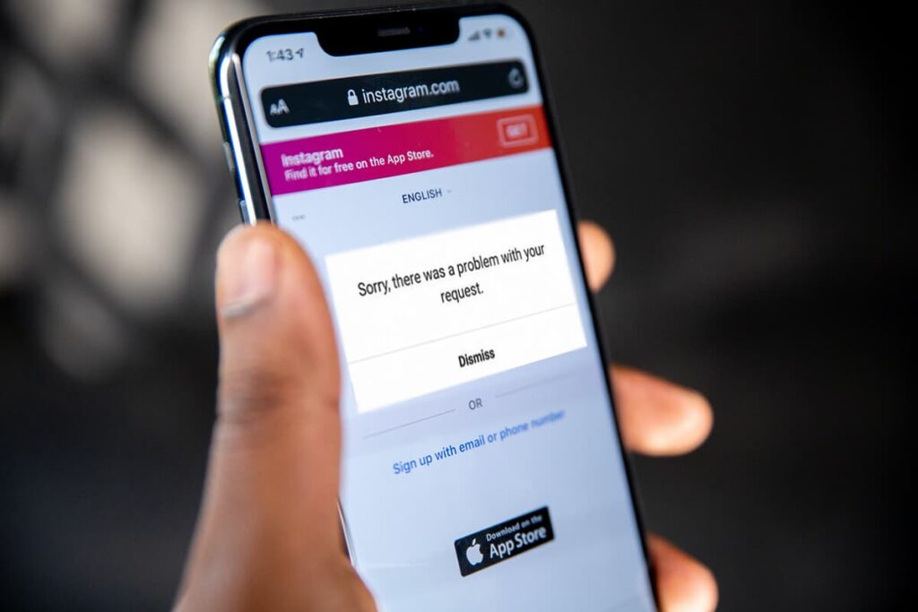 Fix “Sorry there was a problem with your request” on Instagram