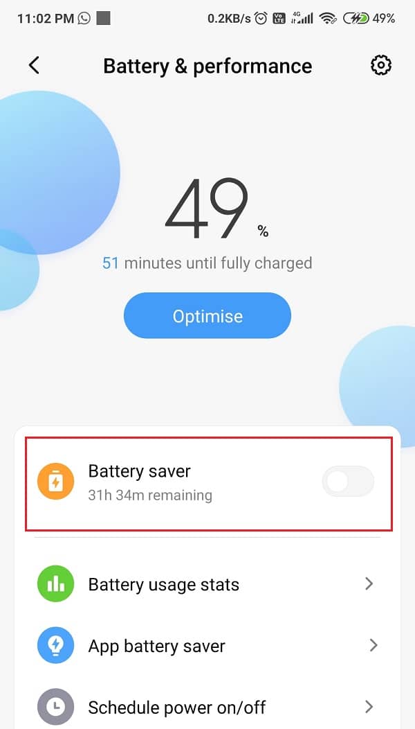 disable battery saver