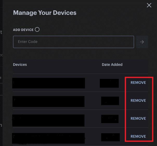 Here, click on Remove for all linked devices. Fix Hulu Error Code P-dev302
