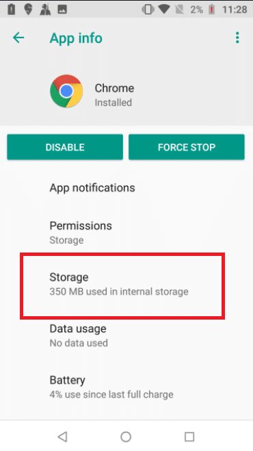 Tap on Storage. Fix Virus Pop Up on Android