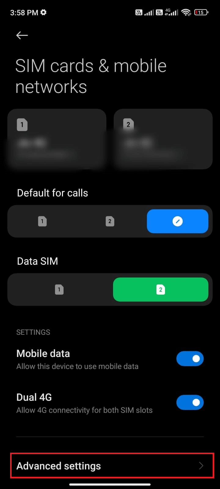 Advanced settings