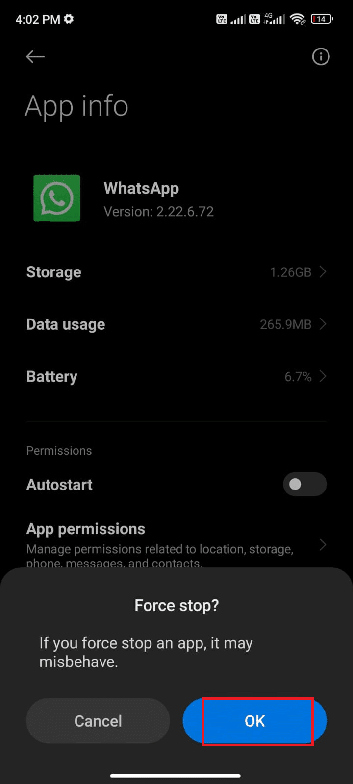 confirm the prompt by tapping on OK 