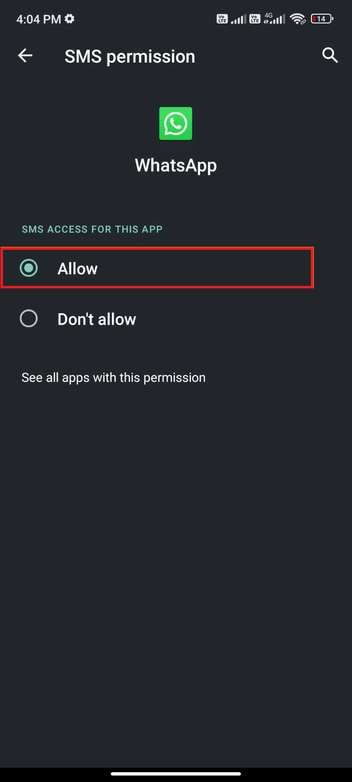 tap allow option to access that permission