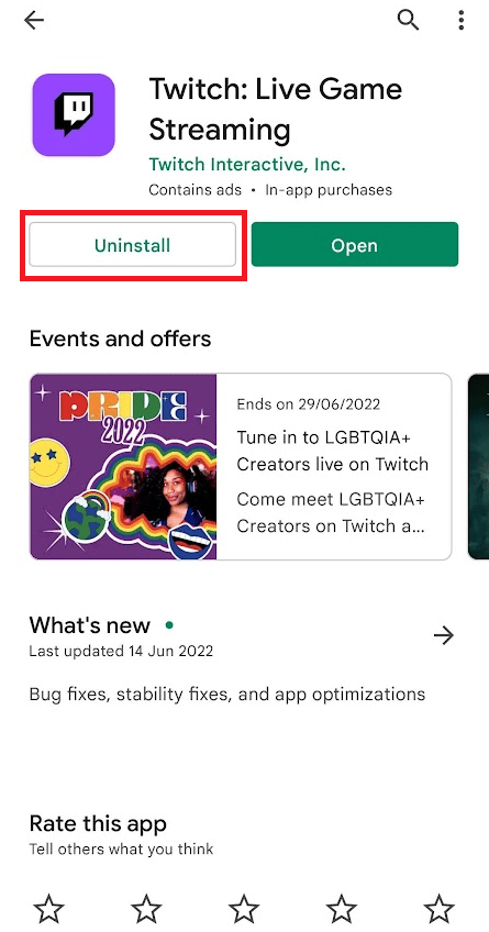 Tap on the Uninstall option