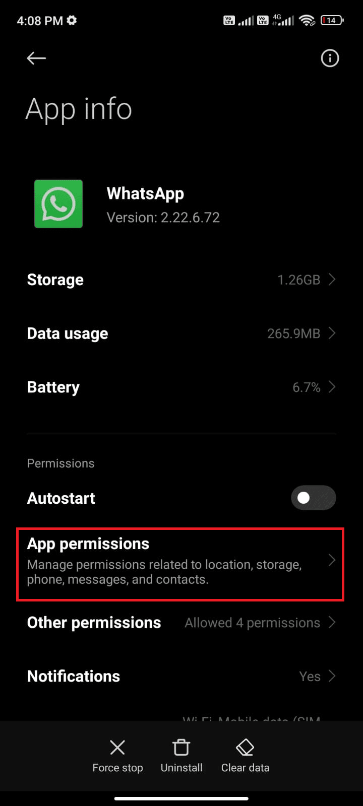 tap App permissions. Fix WhatsApp Keeps Crashing on Android