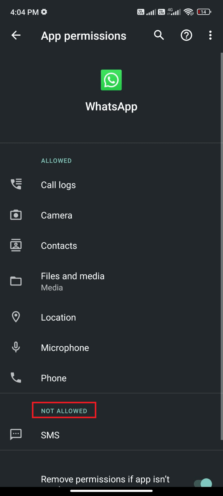 If some permissions are pending in the NOT ALLOWED LIST then tap that option