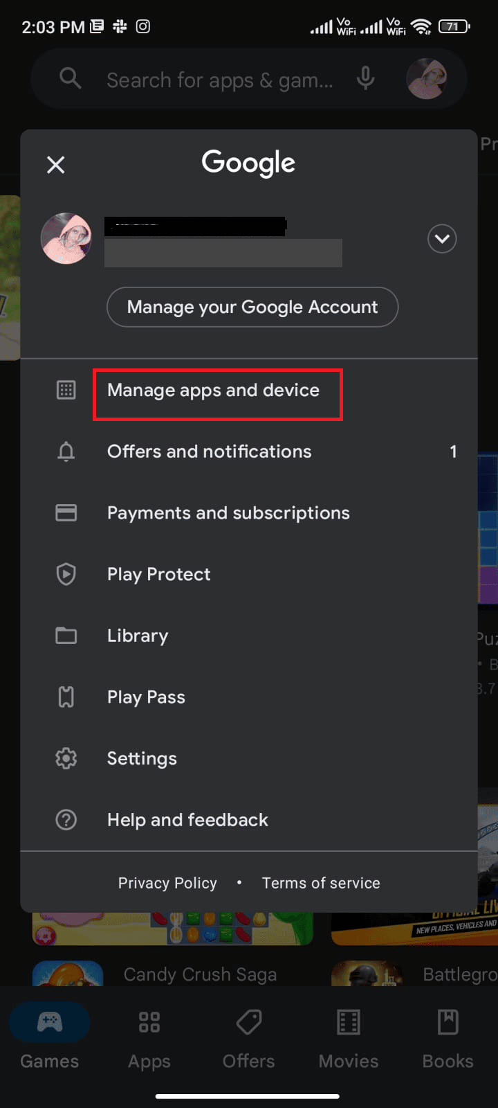  tap on Manage apps and device. How to Fix Queued Download on Android