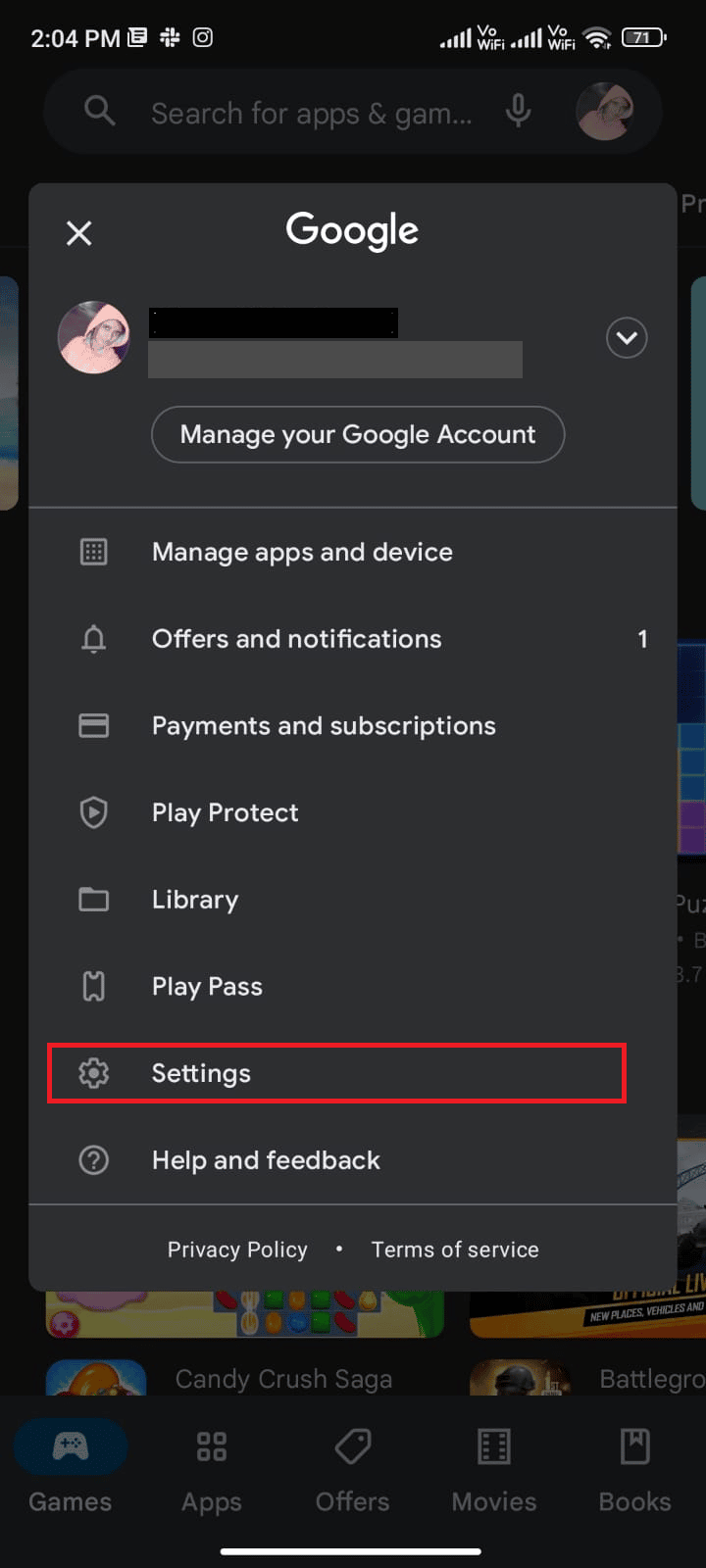 tap on Settings. How to Fix Queued Download on Android