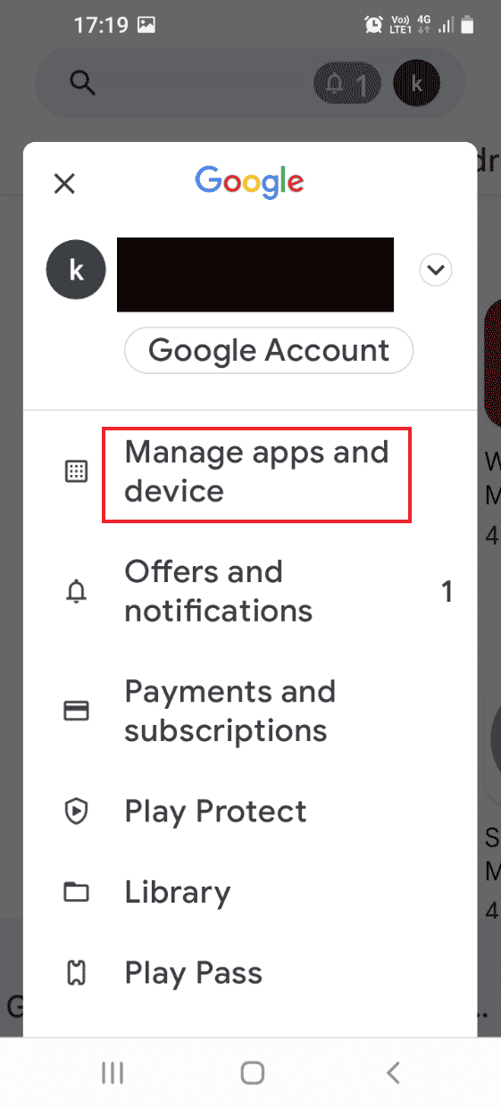 Tap on the Manage apps and device tab