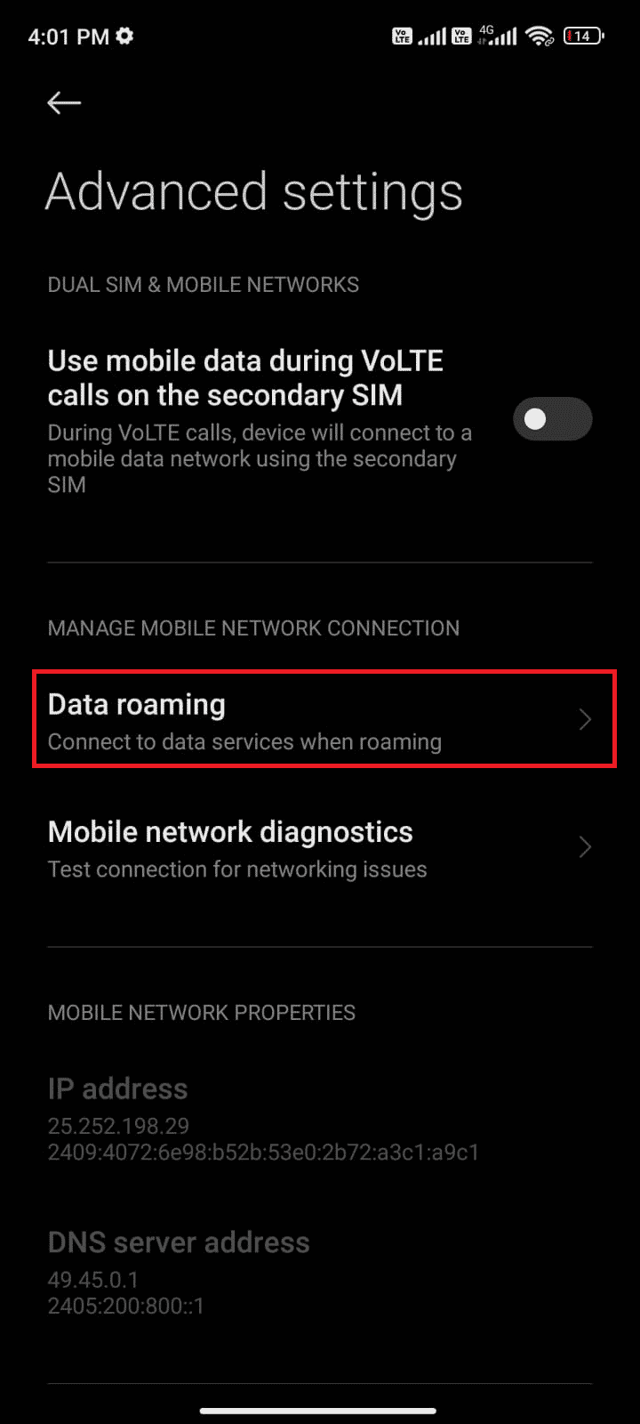 Then, tap on Data roaming