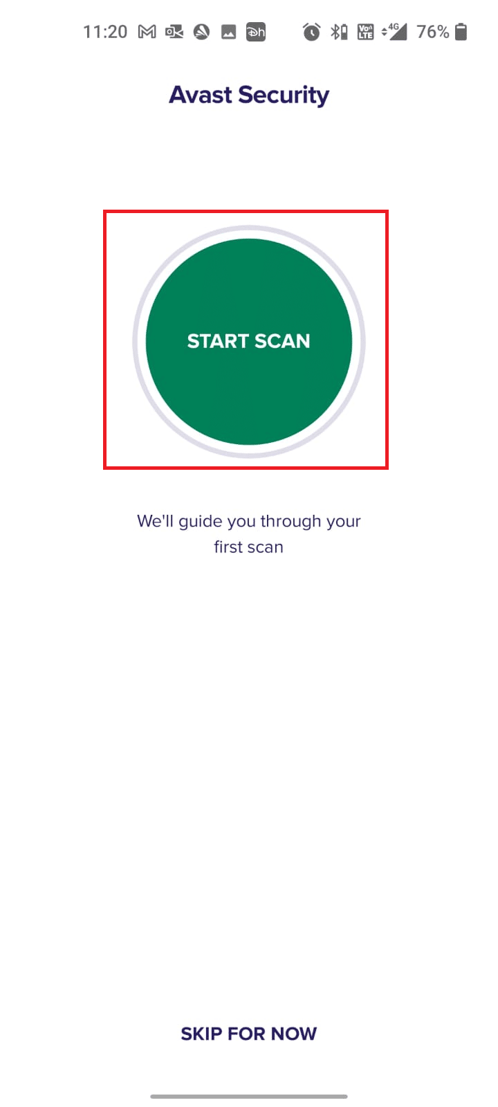tap START SCAN | Fix Google Play Error Code 495 on Android