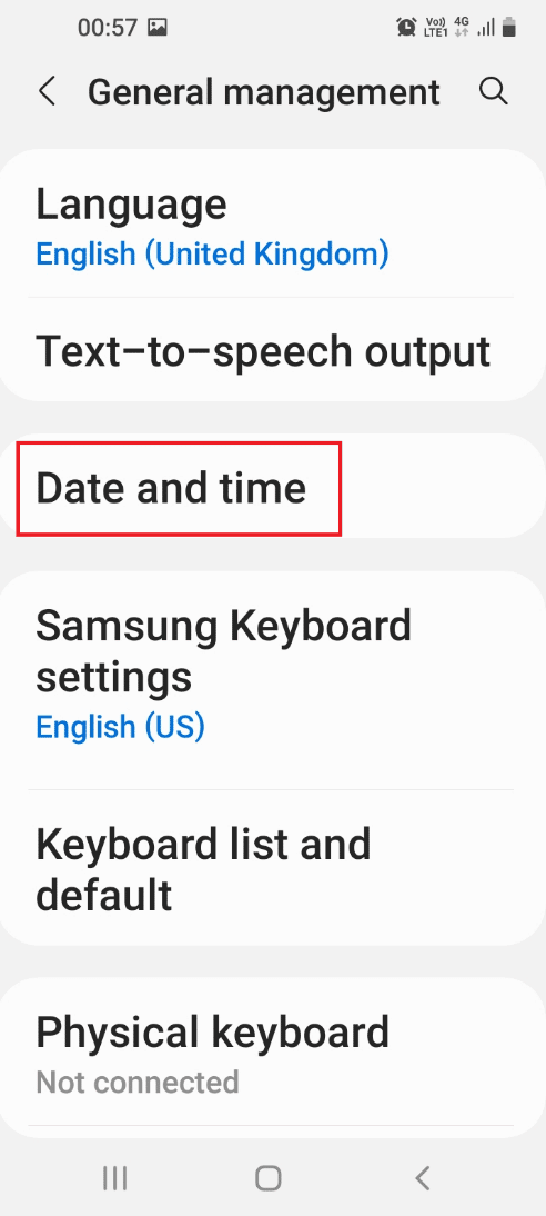 Tap on the Date and time tab