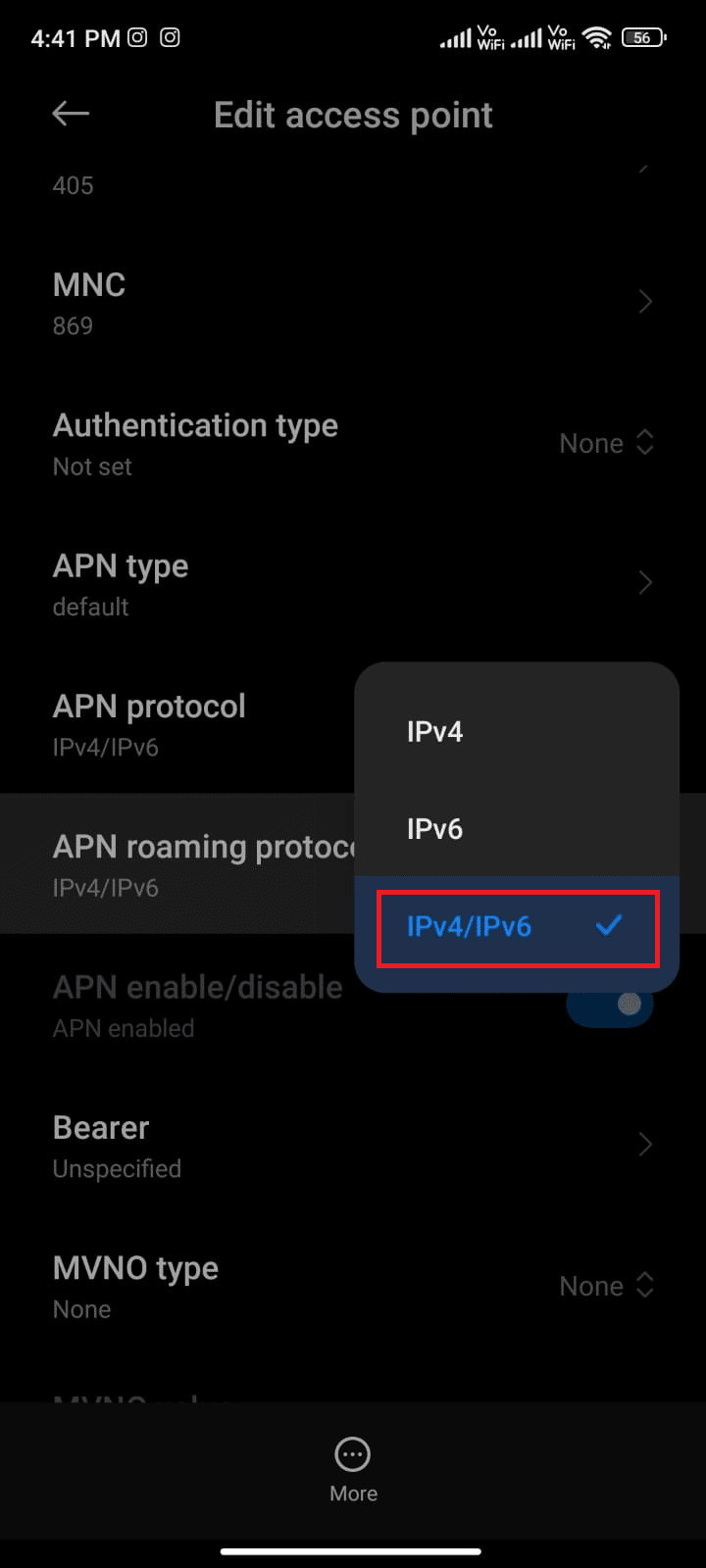 choose IPv4 IPv6 as depicted and save the changes. Fix Google Play Store Error Checking for Updates