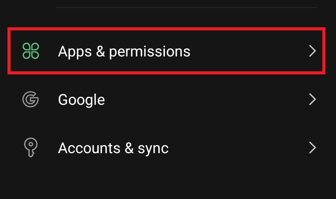 Tap on Apps and permissions