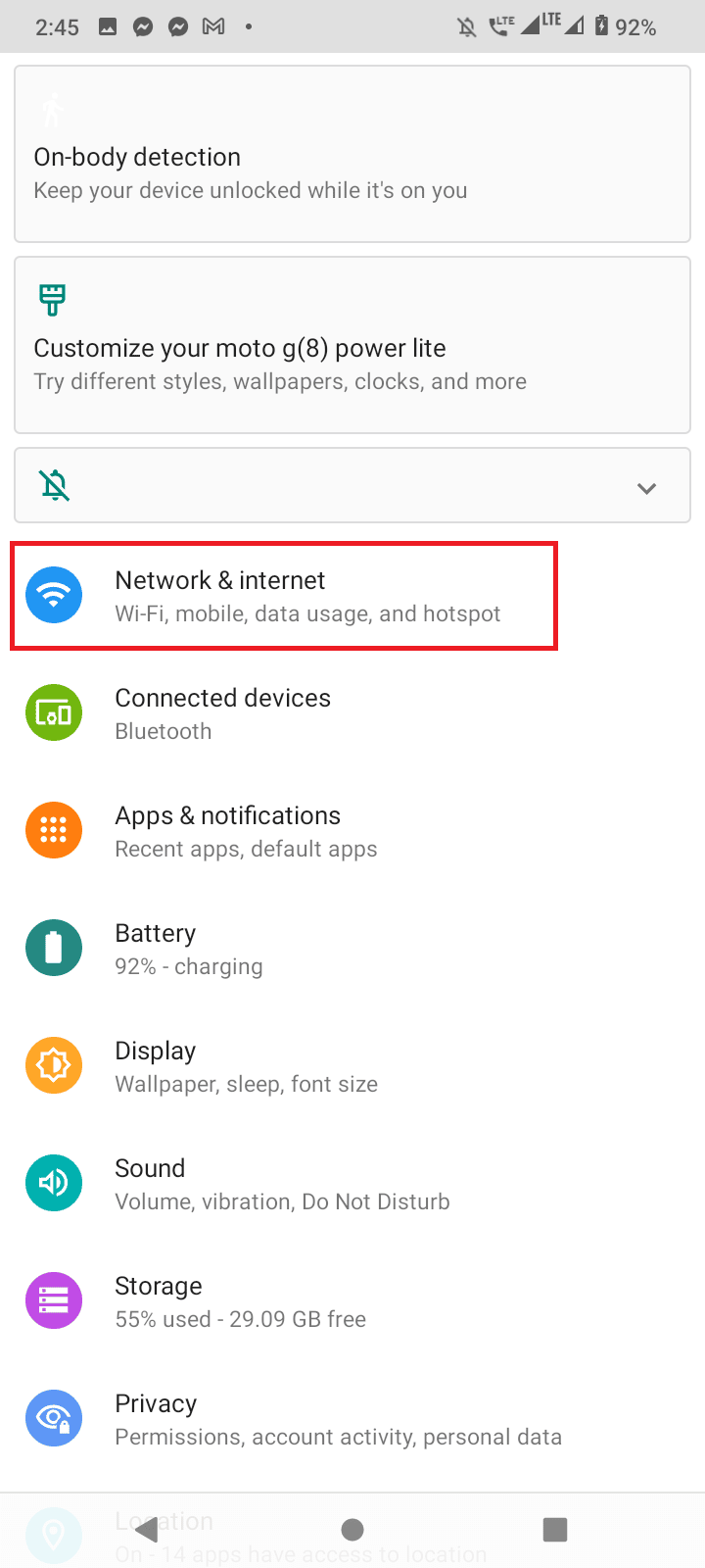 tap on network and internet