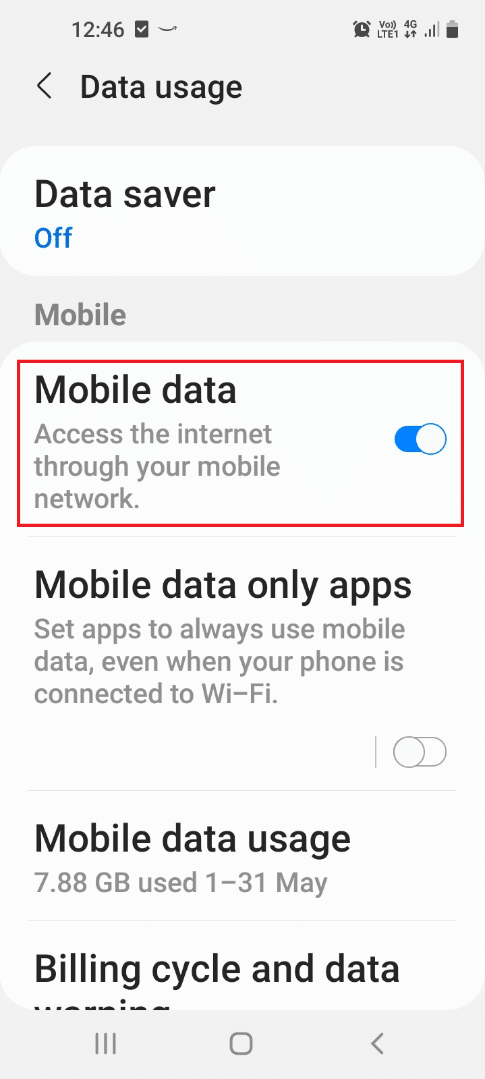 Turn on Mobile Data