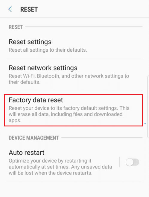 Tap on Factory Data Reset |