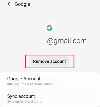 Tap on Remove account