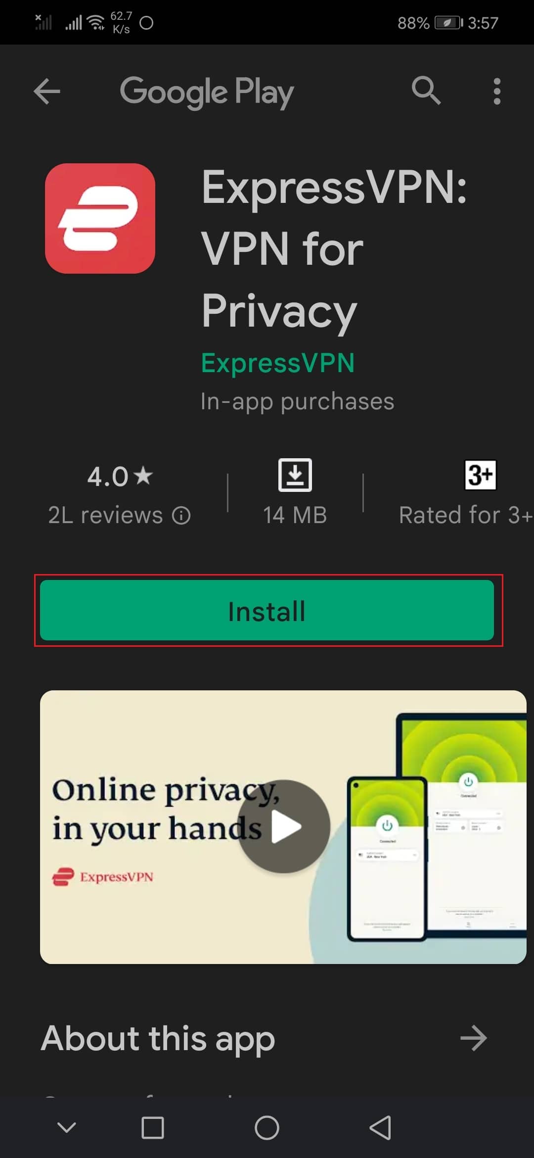 expressVPN android app playstore