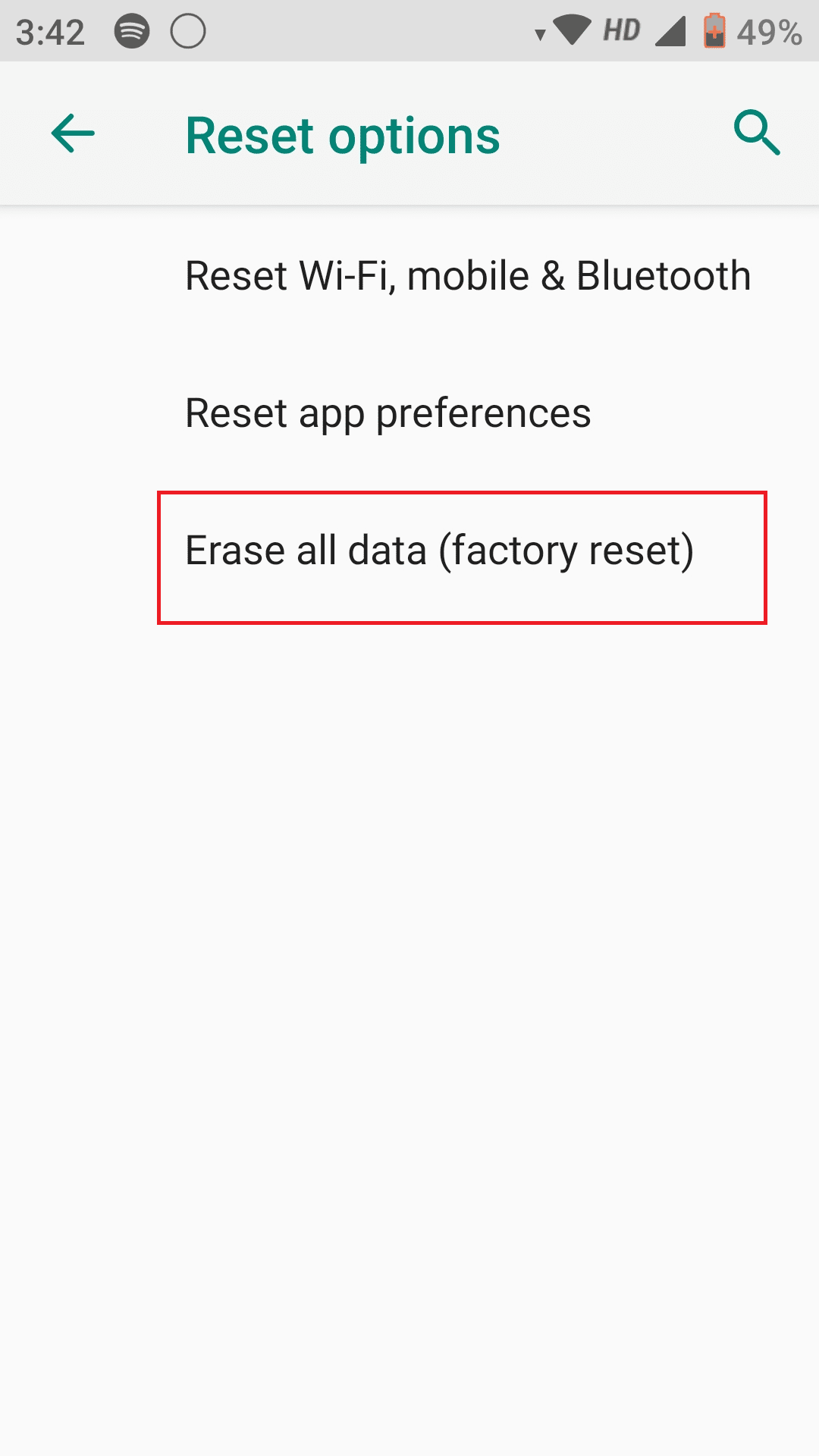 Tap on Erase all data