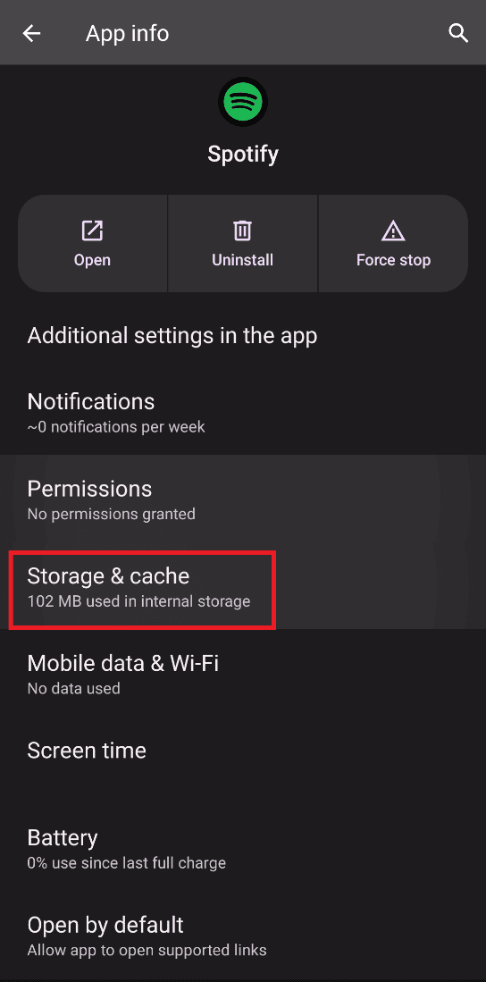 tap on storage and cache. 10 Ways to Fix Spotify Unable to Login Error 