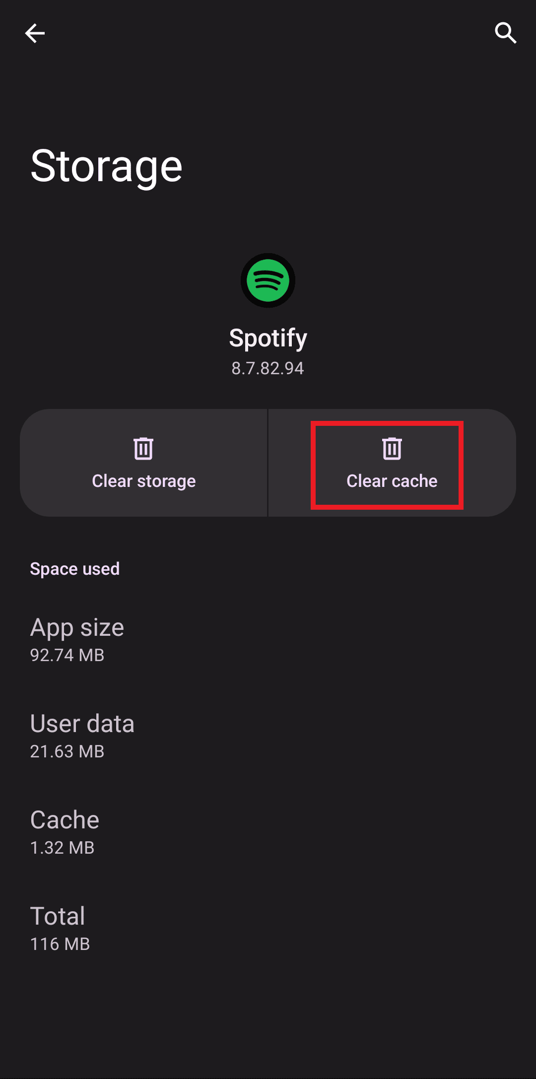 tap on clear cache. 10 Ways to Fix Spotify Unable to Login Error