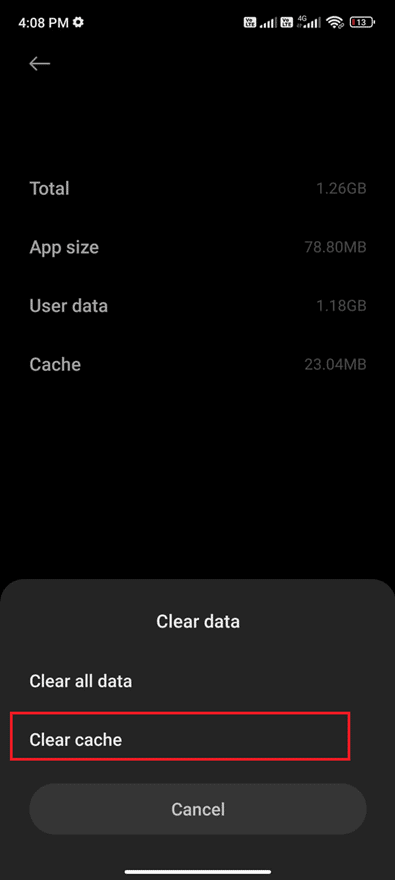 clear cache 