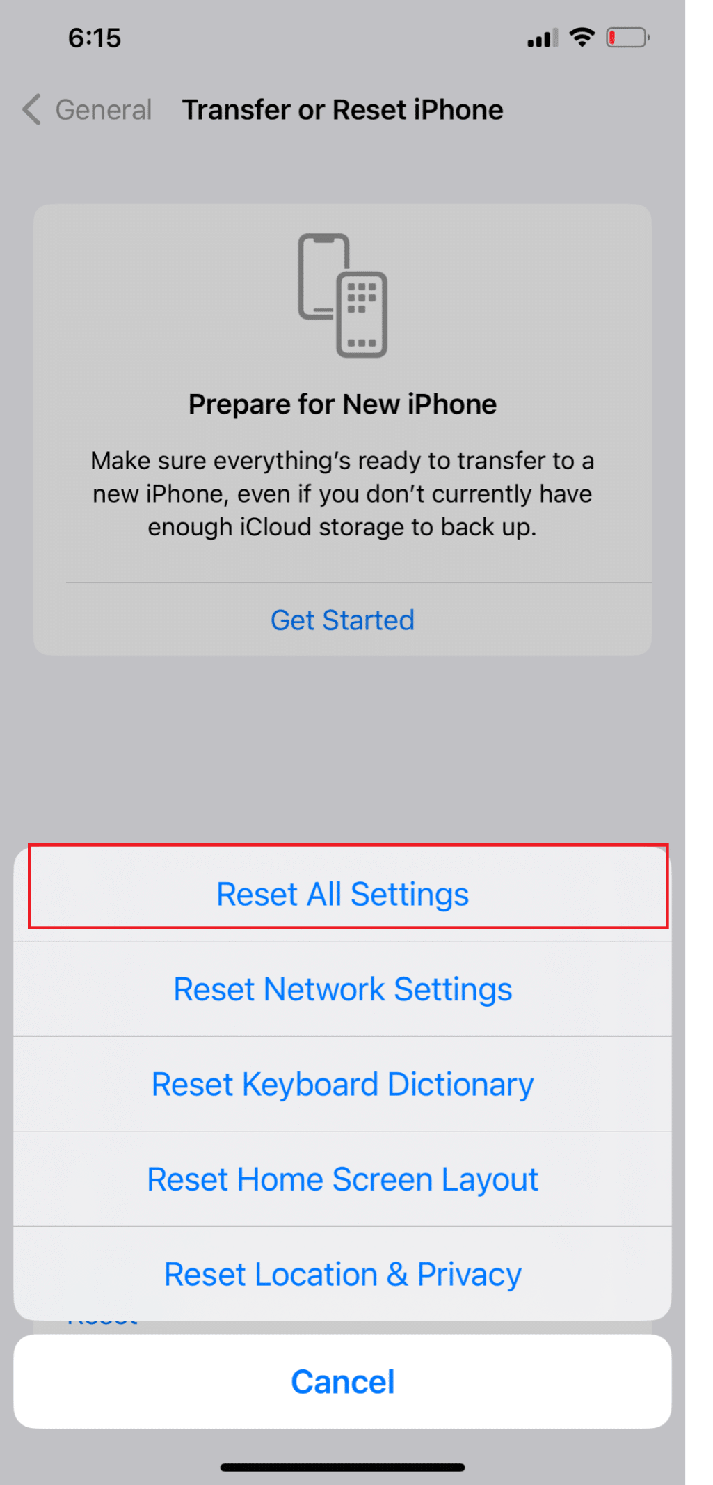 Chose Reset All Settings | How to Fix Ghost Touch on iPhone 11