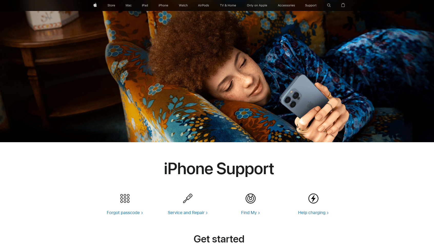 iPhone Support page |