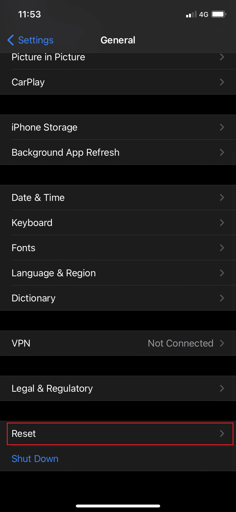 Tap on Reset. itunes could not connect to the iphone