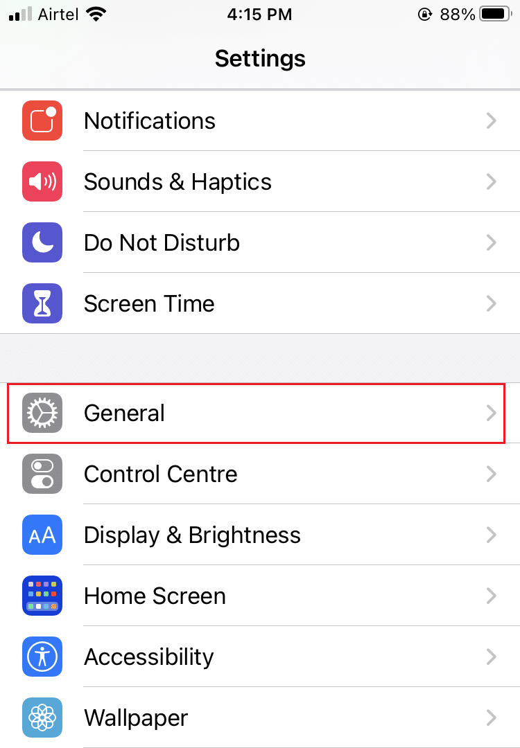 Settings then general iphone