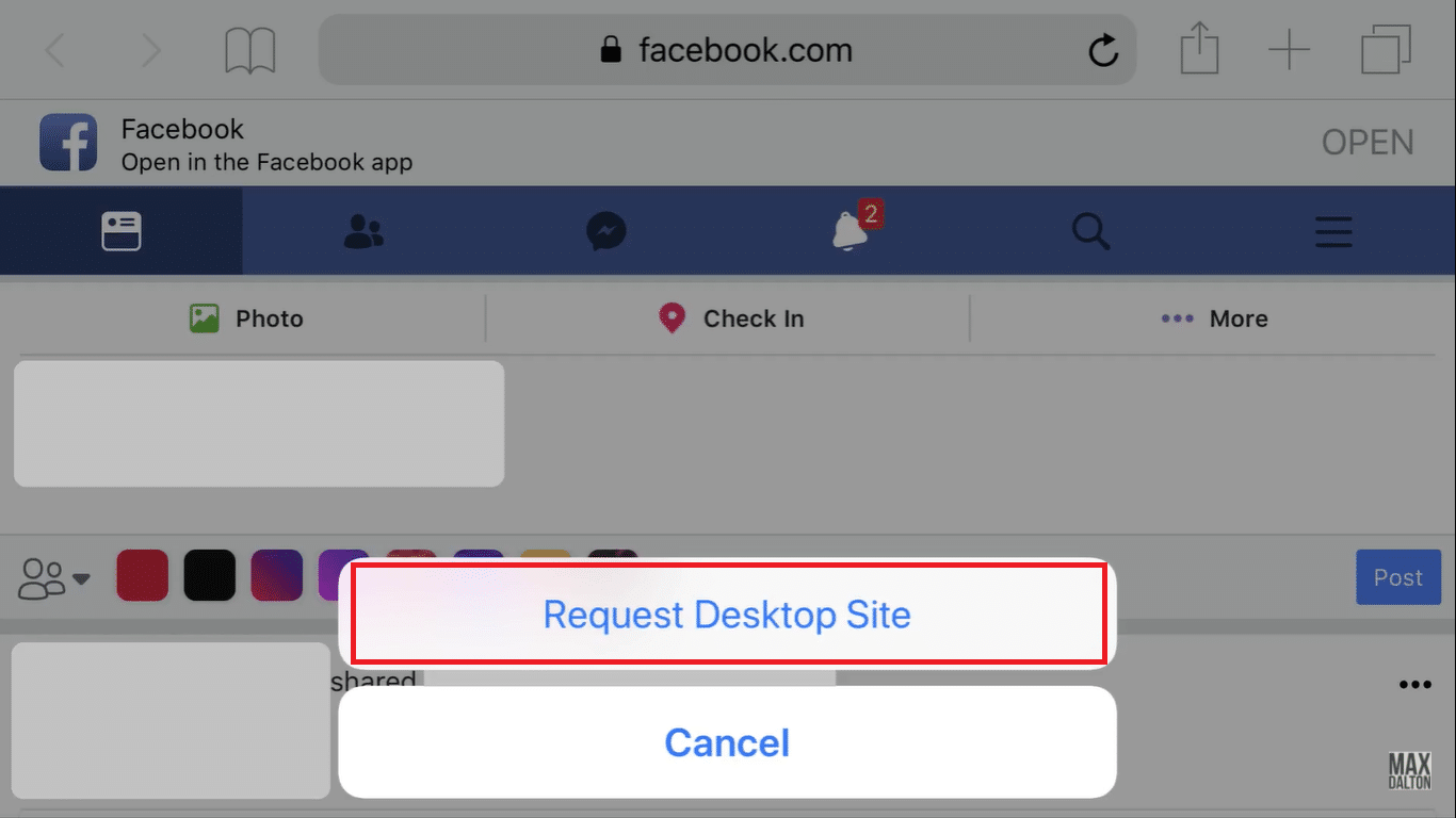 Request desktop SIte iOS 12