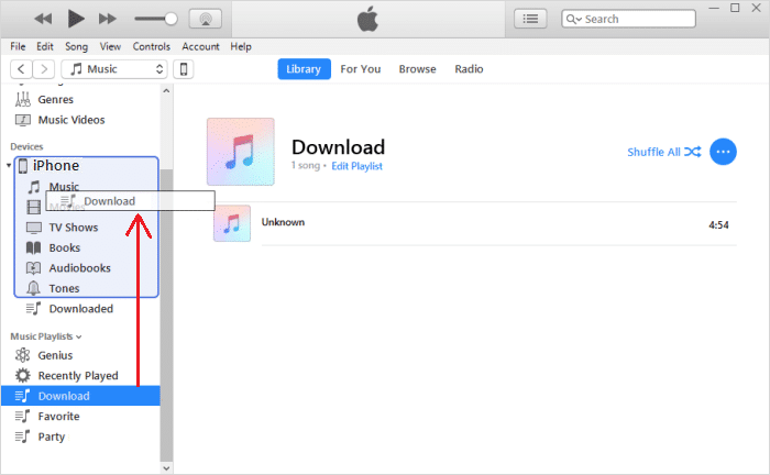 Drag and drop playlist from itunes to iphone