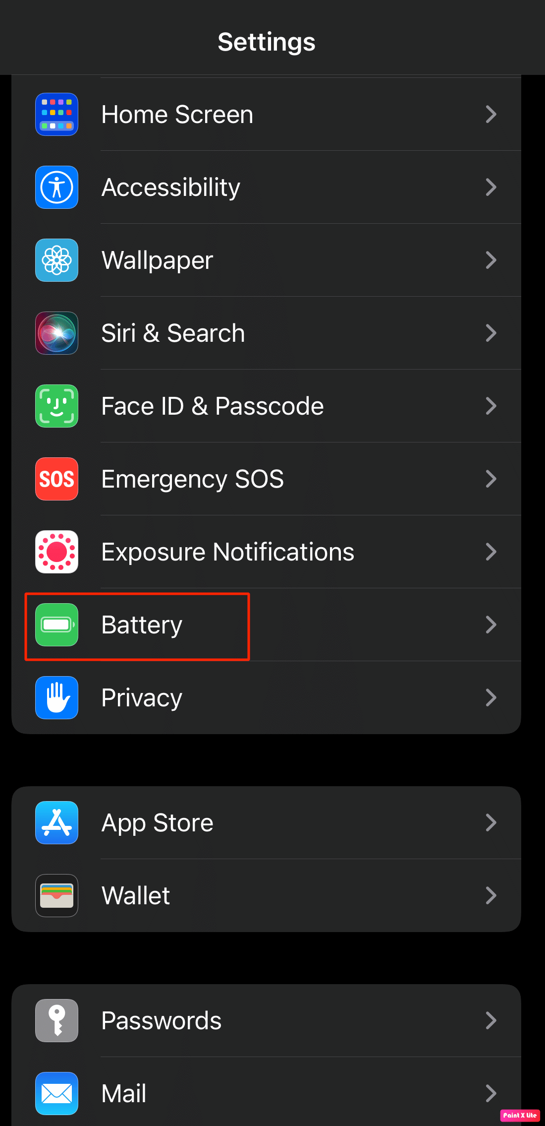 choose battery option. 12 Ways to Fix iPhone Flashlight Not Working