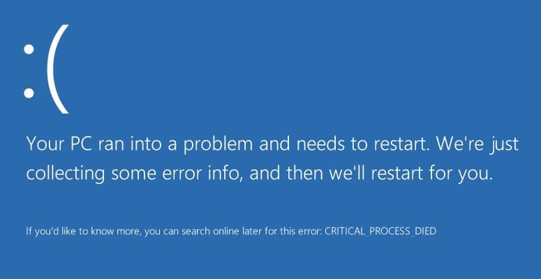 Fix CRITICAL_PROCESS_DIED in Windows 10