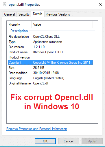 Fix corrupt Opencl.dll in Windows 10