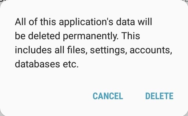 A warning will appear saying all of the data will be deleted permanently