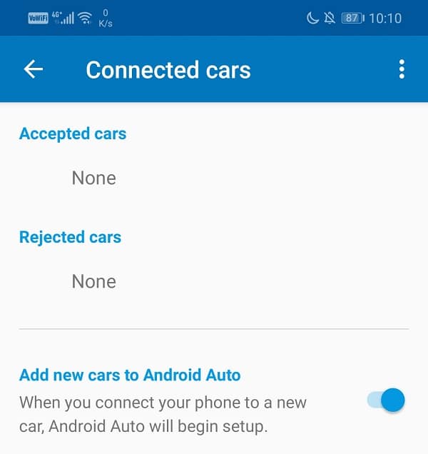 Able to see the name of your car under Accepted cars | Fix Android Auto Crashes and Connection issues