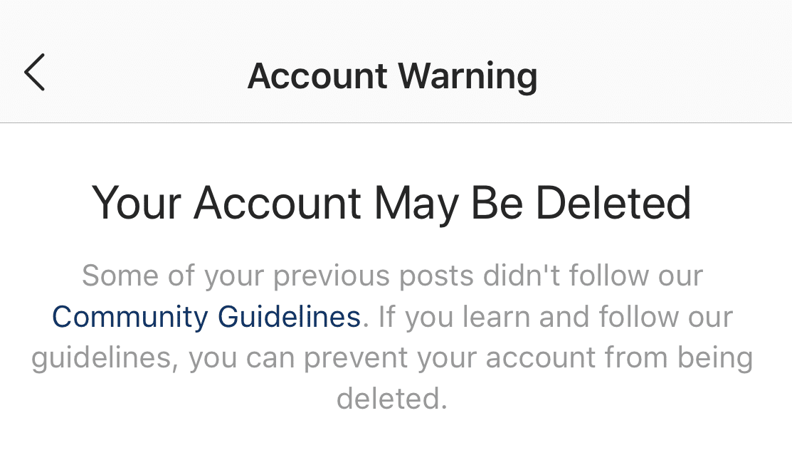 Account Warning Instagram