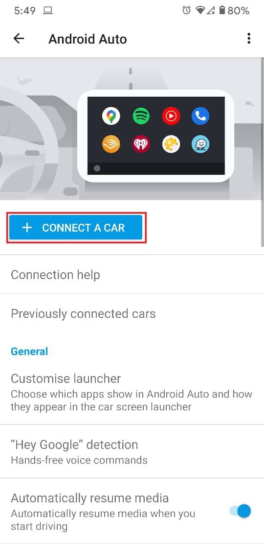 Add them again, by tapping on ‘Connect a Car.’ | Fix Android Auto Not Working