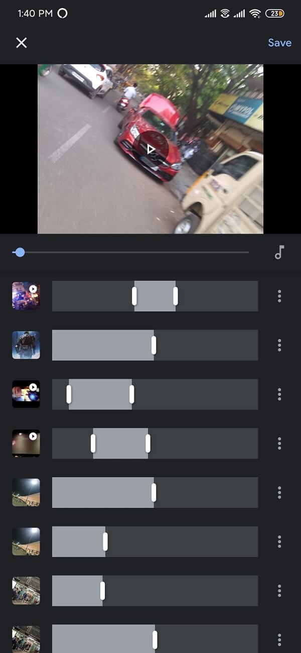Adjusting the sliders next to each video allows you to trim the videos | How to Edit Videos in Google Photos for Android