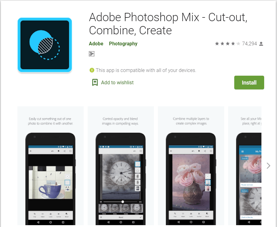 Mélange Adobe PhotoShop