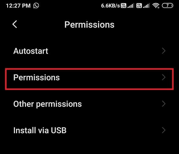 Again, click on permissions | Fix Instagram Video Chat Not Working