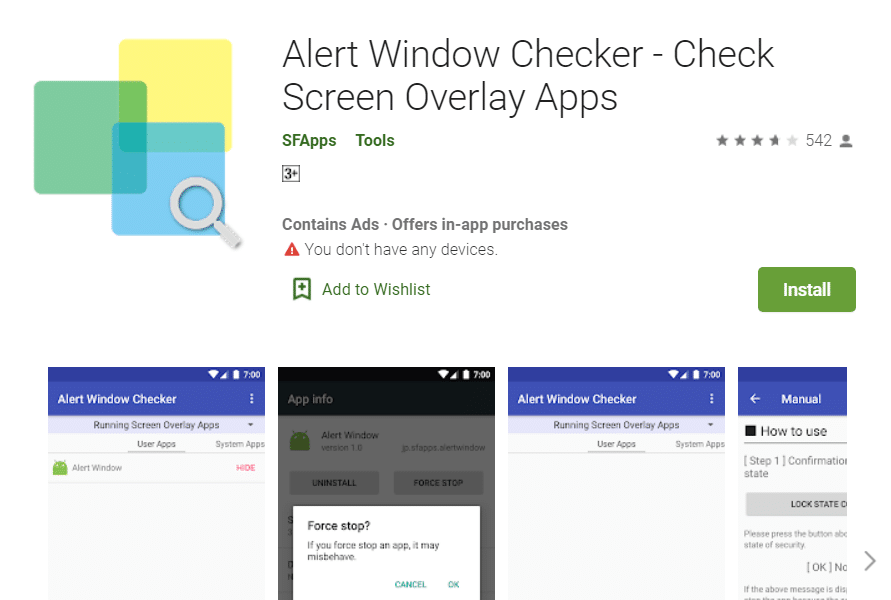 Alert Window Checker за коригиране на открита грешка при наслагване на екрана на Android